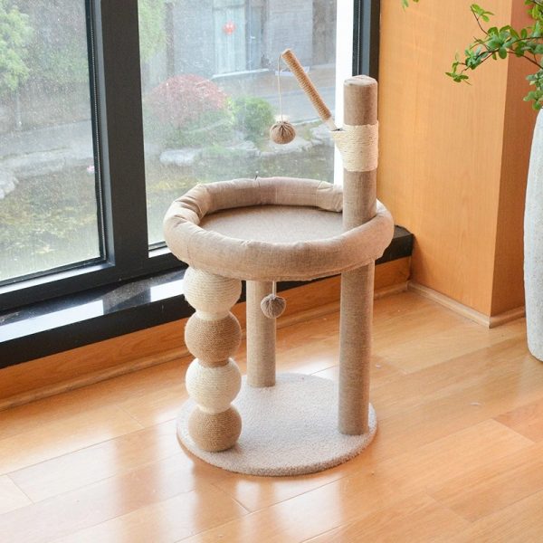 Pawsometime Großer Kratzbaum, Großzügiger Katzenbaum mit Spielzeug und stabiler Basis, Ideal zum Entspannen und Spielen – Bild 3