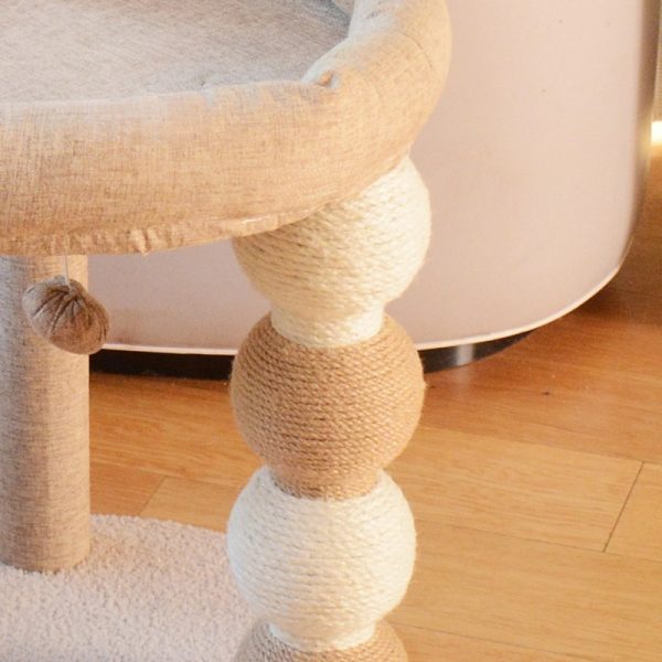 Pawsometime Großer Kratzbaum, Großzügiger Katzenbaum mit Spielzeug und stabiler Basis, Ideal zum Entspannen und Spielen – Bild 4