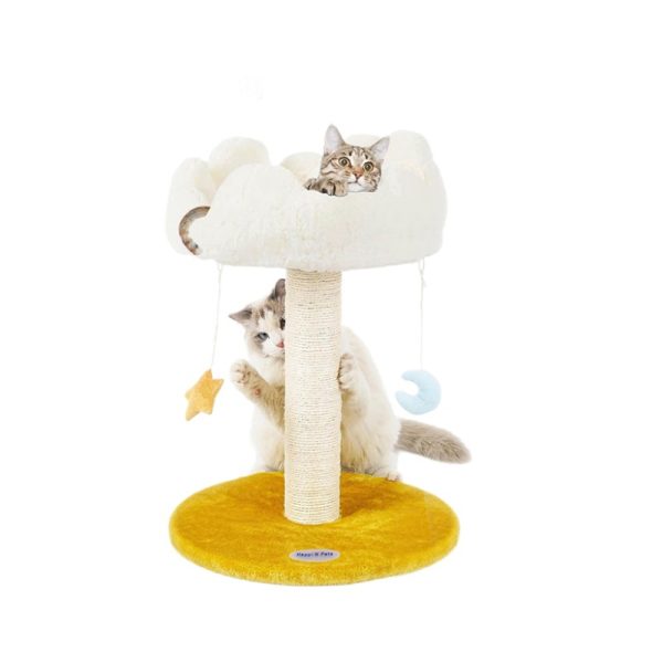 Kratzbaum Blume, Blütenform Katzenbett  mit inkl. Stern- und Mondanhänger, Bequem & warm, Für Unter-4-kg-Katzen geeignet