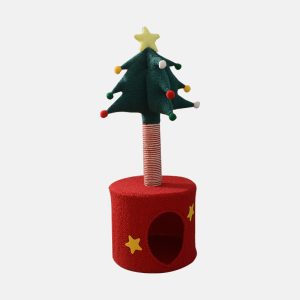 Kratzbaum Tannenbaum, Katzenhaus für Katzen zum Ausruhen, 85 cm hoher aus Plüsch & hochwertigem Sisal