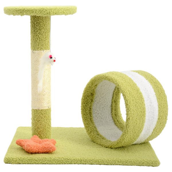 Kratzbaum, Klein Grüner Stabiler Katzenklettergerüst, Kurzplüsch & Sisal mit  Komfortliegefläche, Spaß Maus-Anhänger