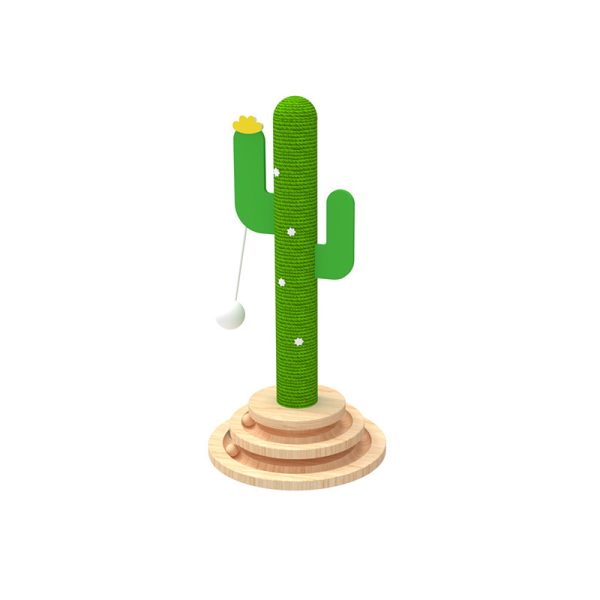 Kratzbaum Katze Holz mit Laufbahn Katzenspielzeug, Cactus-Thema, verschiedene Designs wählbar, aus hochwertigem, langlebig – Bild 2