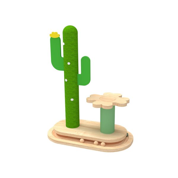 Kratzbaum Katze Holz mit Laufbahn Katzenspielzeug, Cactus-Thema, verschiedene Designs wählbar, aus hochwertigem, langlebig – Bild 3