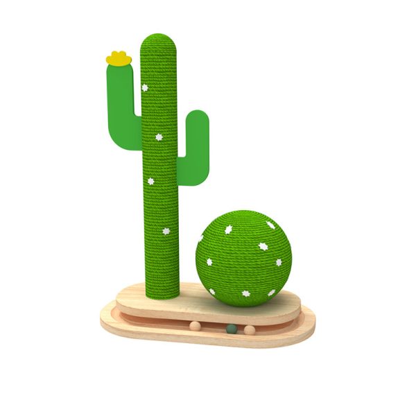 Kratzbaum Katze Holz mit Laufbahn Katzenspielzeug, Cactus-Thema, verschiedene Designs wählbar, aus hochwertigem, langlebig – Bild 4