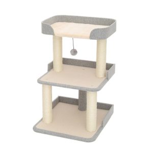 Großer Kratzbaum für Katzen, Sisal-Kratzsäule und Katzenhöhle mit Spielzeugball, stabil und wackelfrei