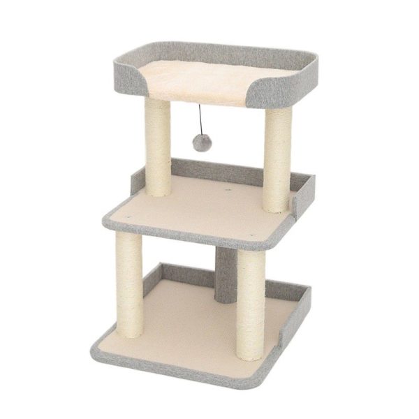 Großer Kratzbaum für Katzen, Sisal-Kratzsäule mit Spielzeugball, stabil und wackelfrei
