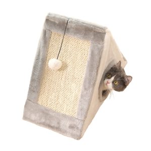 Kratzbaum Modern, Plüschmaterial Katzenbaum Dreieck, platzsparend & stylisch, zwei Größen für aktive Katzen