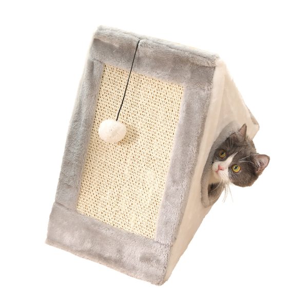 Kratzbaum Modern, Plüschmaterial Katzenbaum Dreieck, platzsparend & stylisch, zwei Größen für aktive Katzen