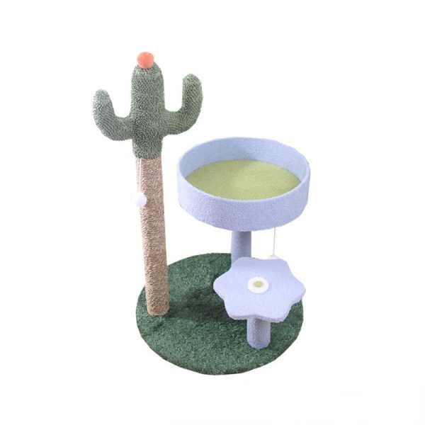Kratzbaum Modern, Kaktusform Sisal-Kratzbaum, Stylischer Grün & Blau, Multifunktionales, Ruheplatz für Ihre Katze
