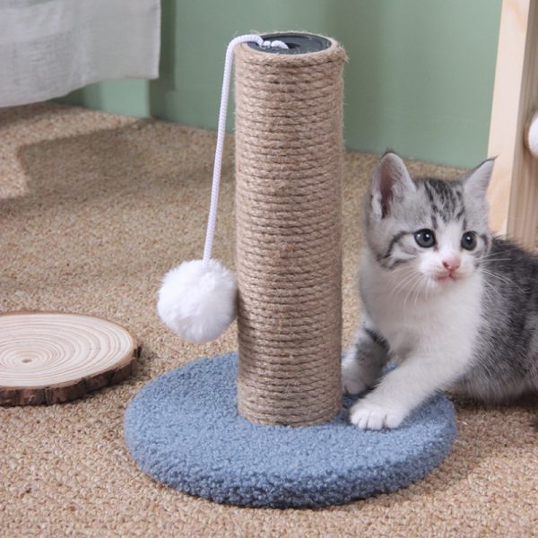 Kratzbaum Klein, Blau und Gelb kleiner Katzenkratzbaum, zum Klettern & Krallenschärfen mit Katzenball – Bild 3