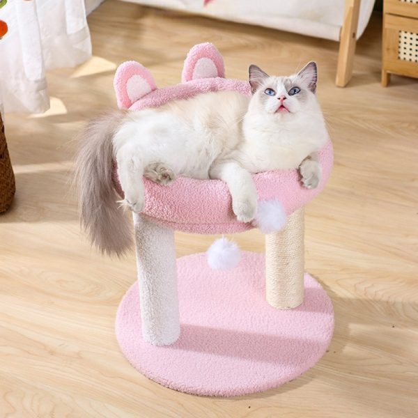 Kratzbäume, Kuscheliges Katzenbett mit niedlichen Hasenohren, Pinker Katzenkratzbaum für Spielen & Schlafen – Bild 3