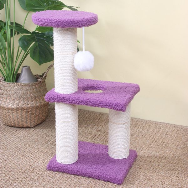 Kleine Kratzbäume, Dreischichtiger Katzenkletterrahmen, Sisal Katzenkratzbaum mit weichem Plüsch & Ball für kleine Katzen – Bild 2