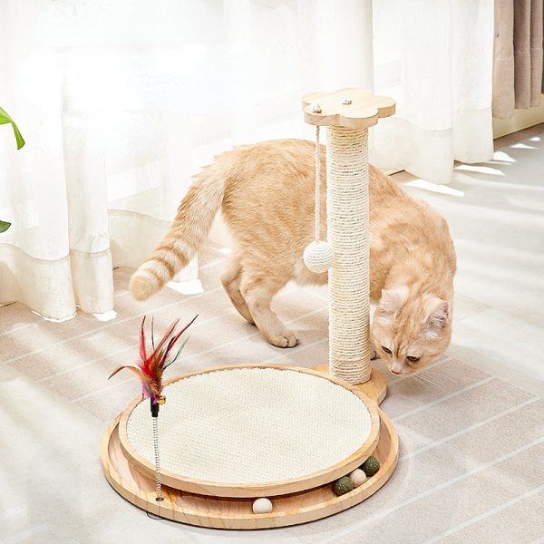 Kratzbaum Stabil, Katzenbaum für Vielseitigen Spielspaß mit Sisal & Spielzeug, Cat-Drehteller für glückliche Katzen – Bild 3