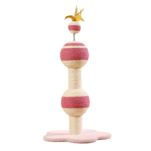 Katzenkratzbaum, Katzenkratzball mit  Glocke & Federn, Geeignet für Katzen aller Größen, Spaß Entspannung, 35x35x65 cm