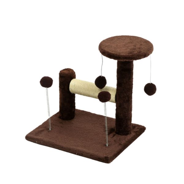 Kratzbaum Katzen, kleiner Multifunktionaler Sisal & Plüsch Kratzbaum, Silbergrau und Braun, Empfohlen für Kätzchen zum Spielen – Bild 2