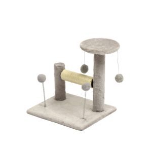 Kratzbaum Katzen, kleiner Multifunktionaler Sisal & Plüsch Kratzbaum, Silbergrau und Braun, Empfohlen für Kätzchen zum Spielen
