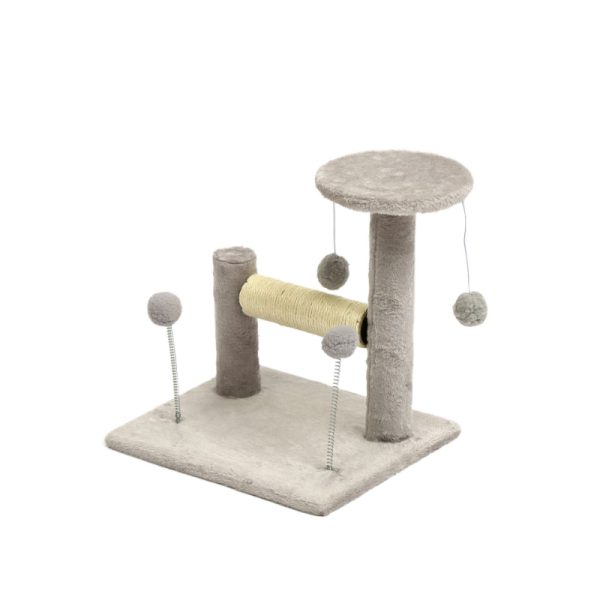 Kratzbaum Katzen, kleiner Multifunktionaler Sisal & Plüsch Kratzbaum, Silbergrau und Braun, Empfohlen für Kätzchen zum Spielen