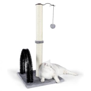 Katzenkratzbaum, Schlichter Stil kratzbaum mit Plüschbasis & Anti Juckreiz Spielzeug, für Kratzen und Entspannen