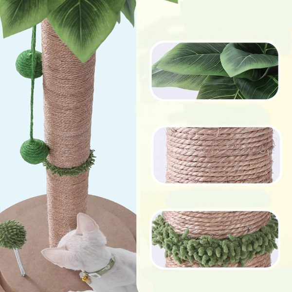 Kratzbaum Modern, Sisal Simulation einer Kokospalme, Hochwertiger Katzenkratzbaum mit interaktivem Cat-Drehteller & Sisalbälle – Bild 4