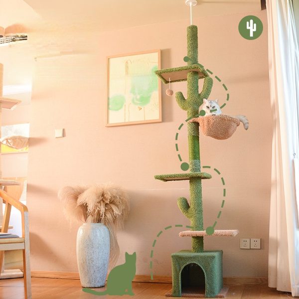 Katzen Baum, Cactus Katzenbaum Basis- & Luxusmodelle mit Katzenbett und Klettermöglichkeiten für aktive Katzen – Bild 4