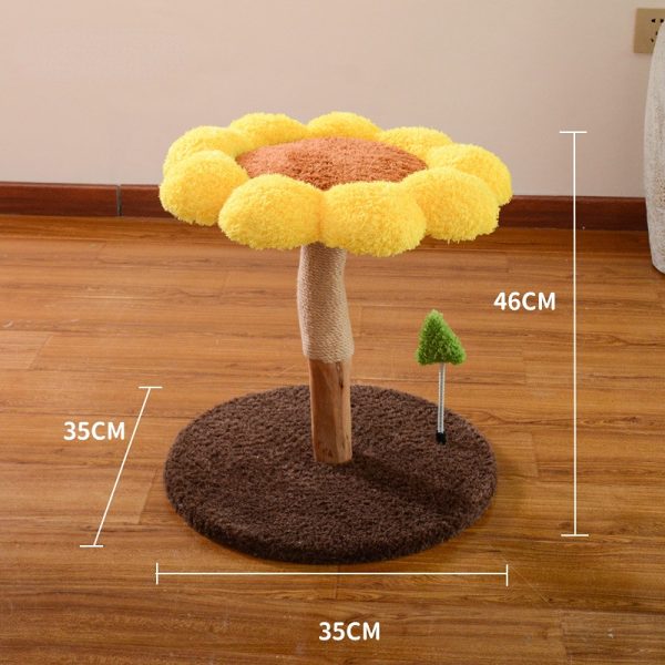Holz Katzenbaum, Sonnenblumenform, Plüsch Komfortabel, Sisal Katzenkratzbaum, Große & kleine, Kratzen oder Schlafen – Bild 2