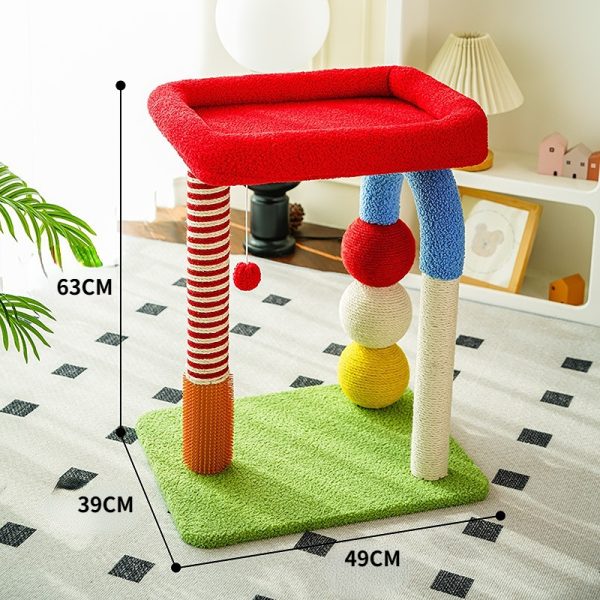 Katzen Baum, Farbiger U-Form Kleiner Katzenkratzbaum, Sisal Kratzsäule für Krallenpflege, Bequeme Katzenliege & Katzenball – Bild 2