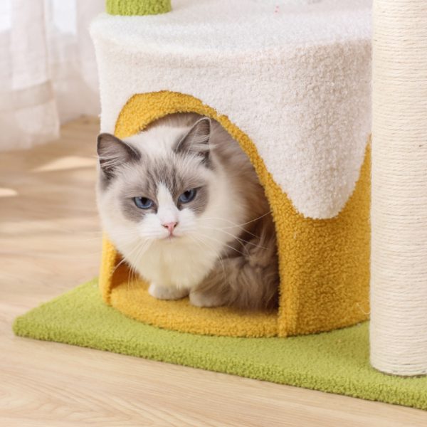 Katzenbaum groß, Eiscreme-Form Kletterbaum mit mehreren Ebenen, Katzenhöhle & Katzenbett für aktives Spielen und Entspannen – Bild 6