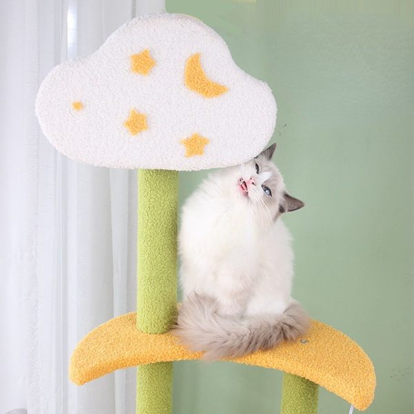 Katzenbaum Groß, Stern- & Monddesign Katzenbaum mit 5 Etagen, Sisal Katzbaum und Plüsch plattform, für perfekten Schlafplatz – Bild 5