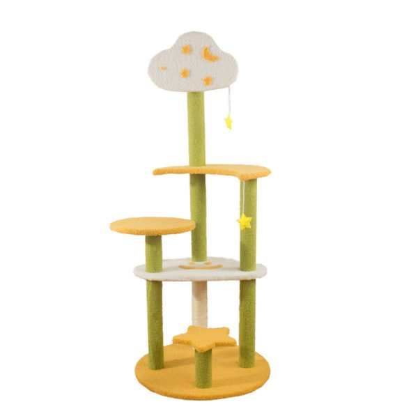 Katzenbaum Groß, Stern- & Monddesign Katzenbaum mit 5 Etagen, Sisal Katzbaum und Plüsch plattform, für perfekten Schlafplatz
