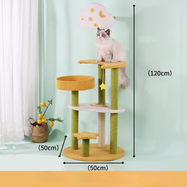 Katzenbaum Groß, Stern- & Monddesign Katzenbaum mit 5 Etagen, Sisal Katzbaum und Plüsch plattform, für perfekten Schlafplatz – Bild 3