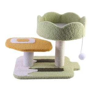 Katzen Baum, Plüsch Eiscreme-Katzenklettergerüst dreischichtig, Katzenspielball & Häuschen für Katzen, katzenfreundlich