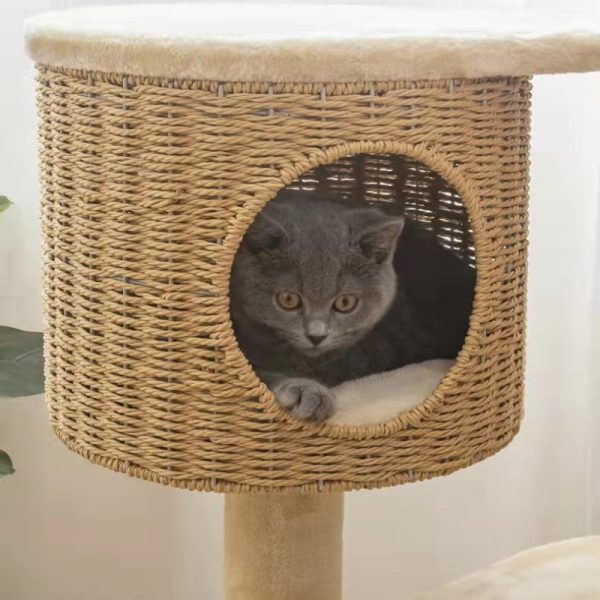 Katzenbaum Grosse Katzen, Gewebtes Katzenbett Mehrstöckiger Katzenkratzbaum mit Sisal, Katzenspielplatz für Aktive Katzen – Bild 5