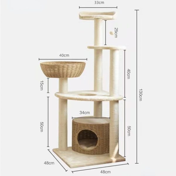 Katzenbaum Grosse Katzen, Gewebtes Katzenbett Mehrstöckiger Katzenkratzbaum mit Sisal, Katzenspielplatz für Aktive Katzen – Bild 2