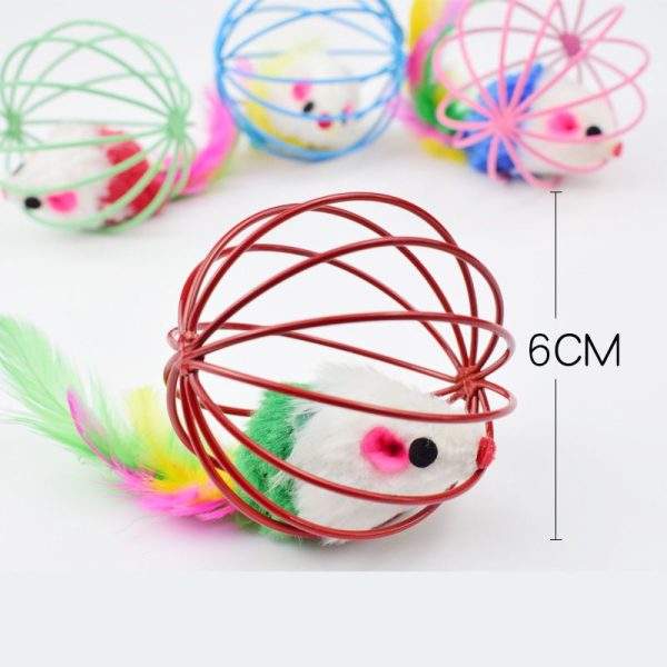 Katzen Spielzeug, 5er Set, Hohlkugeln mit Plüschmaus im Inneren, Durchmesser 6cm, bunte Farben zufällig, interaktiver Spielspaß für Katzen – Bild 2
