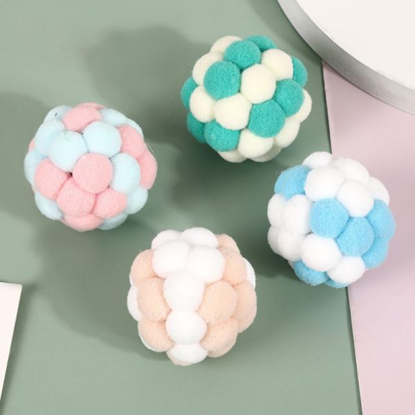 Spielzeug Katze, Plüschball mit Glocke, Elastisch, Aufmerksamkeitserregend und Süß, Farben Zufällig (2 Stück) – Bild 3