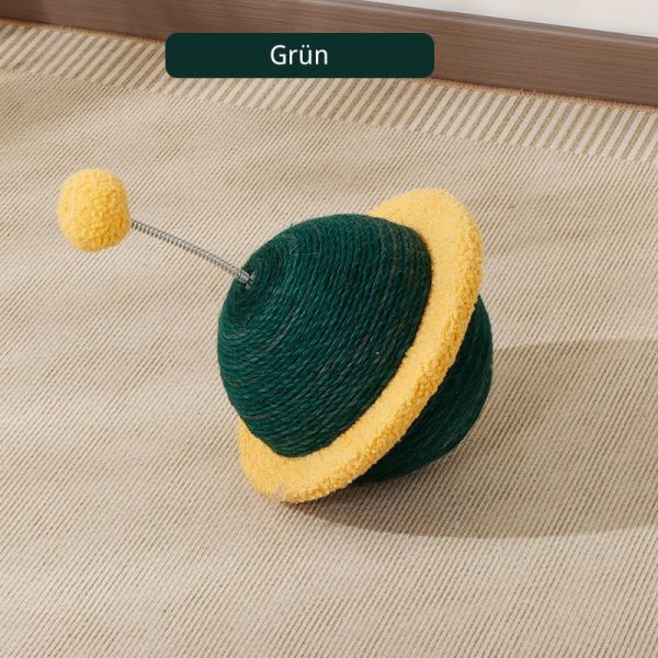 Katzen Spielzeug, UFO-Design, interaktives Kratzspielzeug aus Sisal, inklusive Plüschball in vier Farben erhältlich – Bild 3