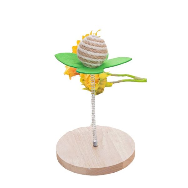 Katzen Spielzeug, Federnde Spielangel mit Spielball, langlebig & robust, stabiler Standfuß für aktiven Spielspaß, bunte Farben