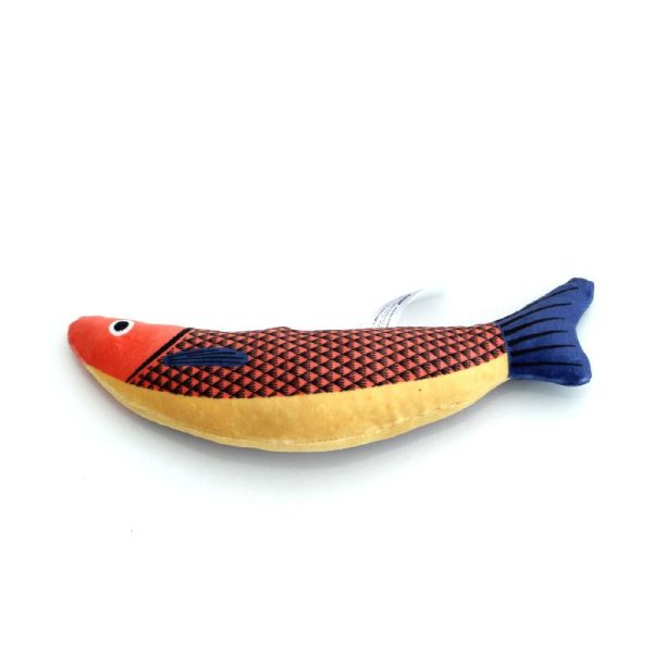 Katzen Spielzeug, Lustiges Spielzeug aus Plüsch mit Katzenminze und Geräuschfunktion, Cartoon Fisch-Design, erhältlich in Orange, Gelb und Grün