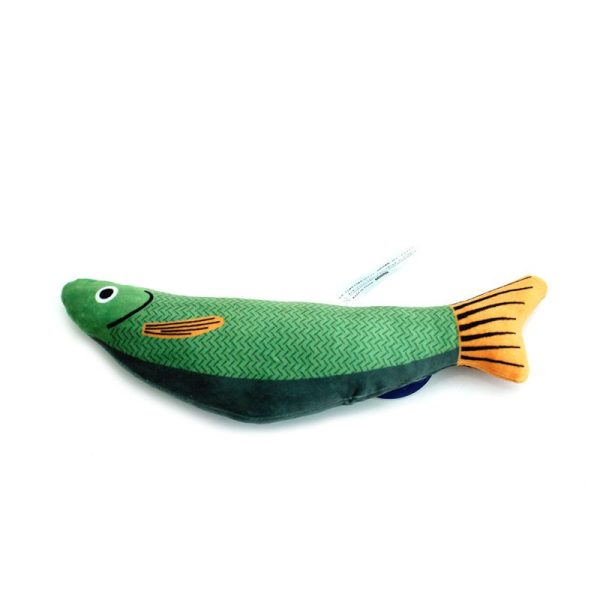 Katzen Spielzeug, Lustiges Spielzeug aus Plüsch mit Katzenminze und Geräuschfunktion, Cartoon Fisch-Design, erhältlich in Orange, Gelb und Grün – Bild 3