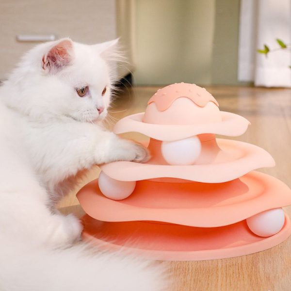 Katzen Spielzeug, Eiscreme-Thema, 4-lagiger Interaktiver Spielzeugbahn für Katzen, Intelligenzförderung und Spaß für Ihre Katze – Bild 4