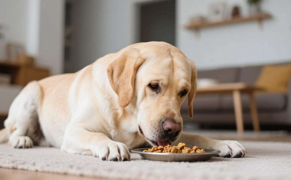 Labrador frisst Hundefutter