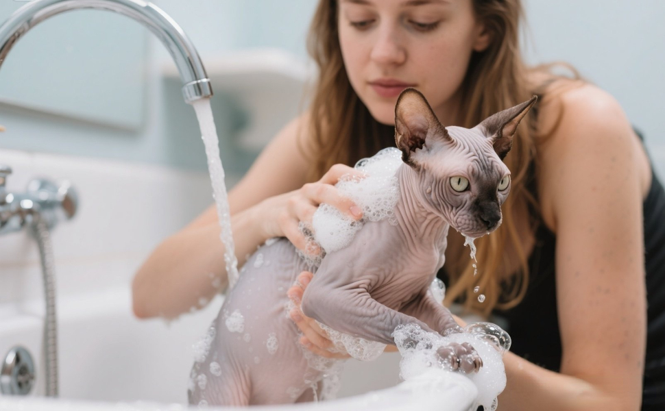 Katze beim Baden - Pawsometime