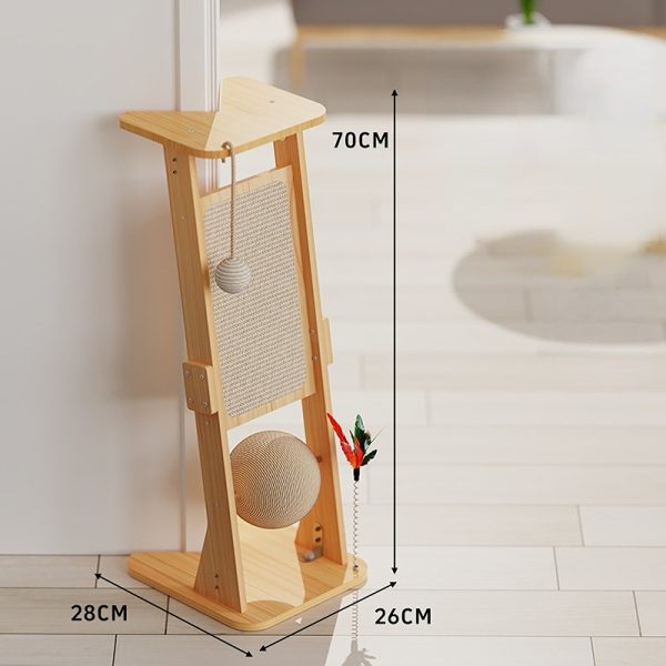 Kratzbrett Katze, Ecke Holz Stehendes Sisal Katzenkratzbrett für Schützen Sie Ihre Möbel, Zwei Stile verfügbar, Katze Viel Spaß – Bild 3