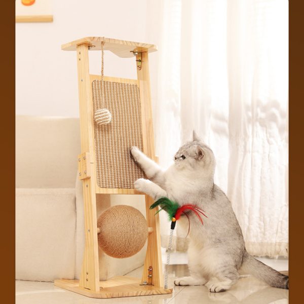 Kratzbrett Katze, Ecke Holz Stehendes Sisal Katzenkratzbrett für Schützen Sie Ihre Möbel, Zwei Stile verfügbar, Katze Viel Spaß – Bild 4