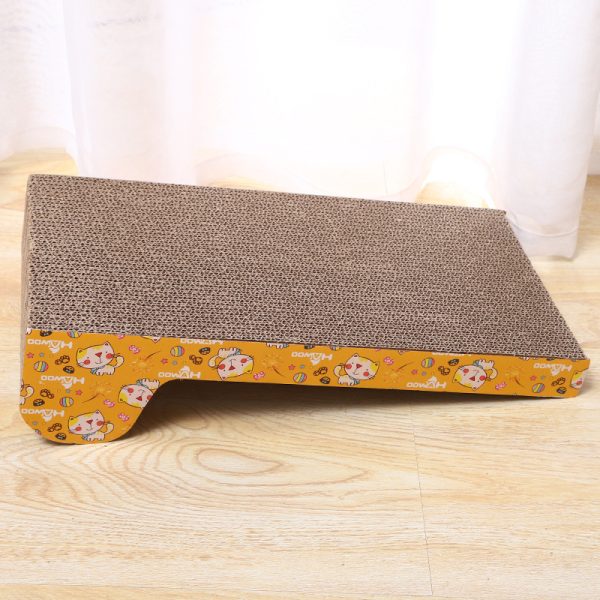 Kratzbrett Katze, Wellpappe Kratzmöbel mit Glocke für kratzfreudige Katzen, Zufälliges zweiseitiges Muster, 45x23x4 cm – Bild 3