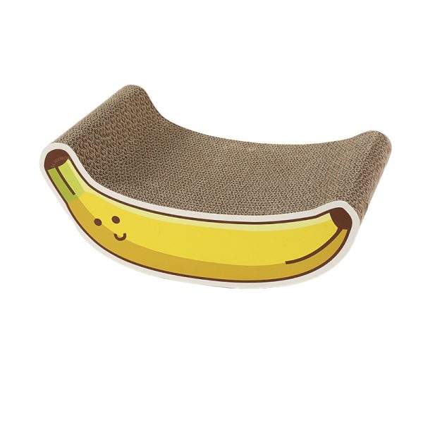 Kratzbrett Katze, Wellpappe-Kratzbrett für Katzen mit Karotten-, Bananen- & Lauchmotiven, für verspielte und schlafen – Bild 2