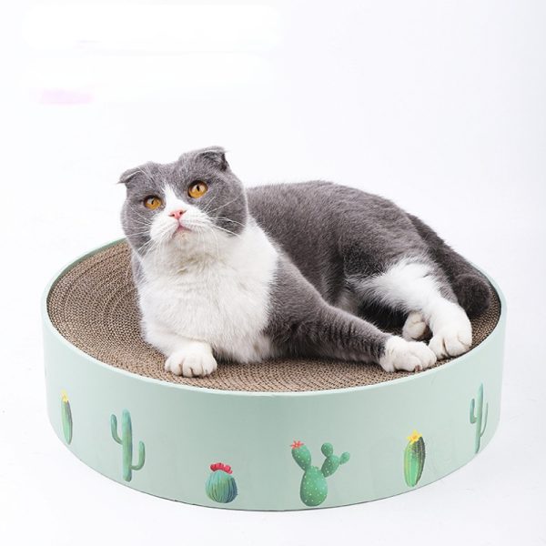Katzenbett, Kaktusmuster kratzbrett katze in Grün & Rosa aus Wellpappen, für Katzen bis 10 kg,  zum Kratzen und Entspannen – Bild 5