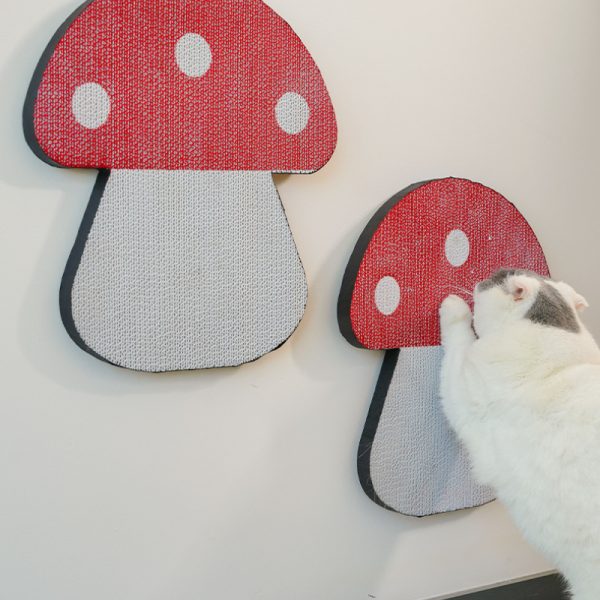 Kratzbrett für Katzen, roten Pilz Paste Wand Design, Dehnbar Kratzen, Kratzmatte aus Wellenpappe, Kratzsicher & langlebig – Bild 3