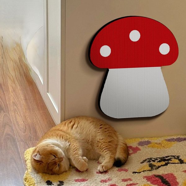 Kratzbrett für Katzen, roten Pilz Paste Wand Design, Dehnbar Kratzen, Kratzmatte aus Wellenpappe, Kratzsicher & langlebig – Bild 7