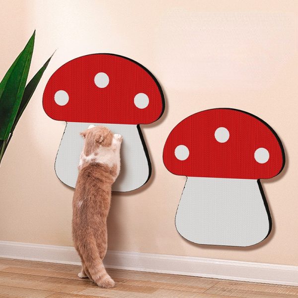 Kratzbrett für Katzen, roten Pilz Paste Wand Design, Dehnbar Kratzen, Kratzmatte aus Wellenpappe, Kratzsicher & langlebig – Bild 8